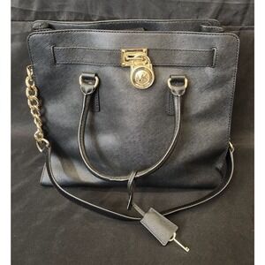 MICHAEL KORS Black Leather Large Crossbody/Satchel /Handbag/Gold Hardware PreOwn